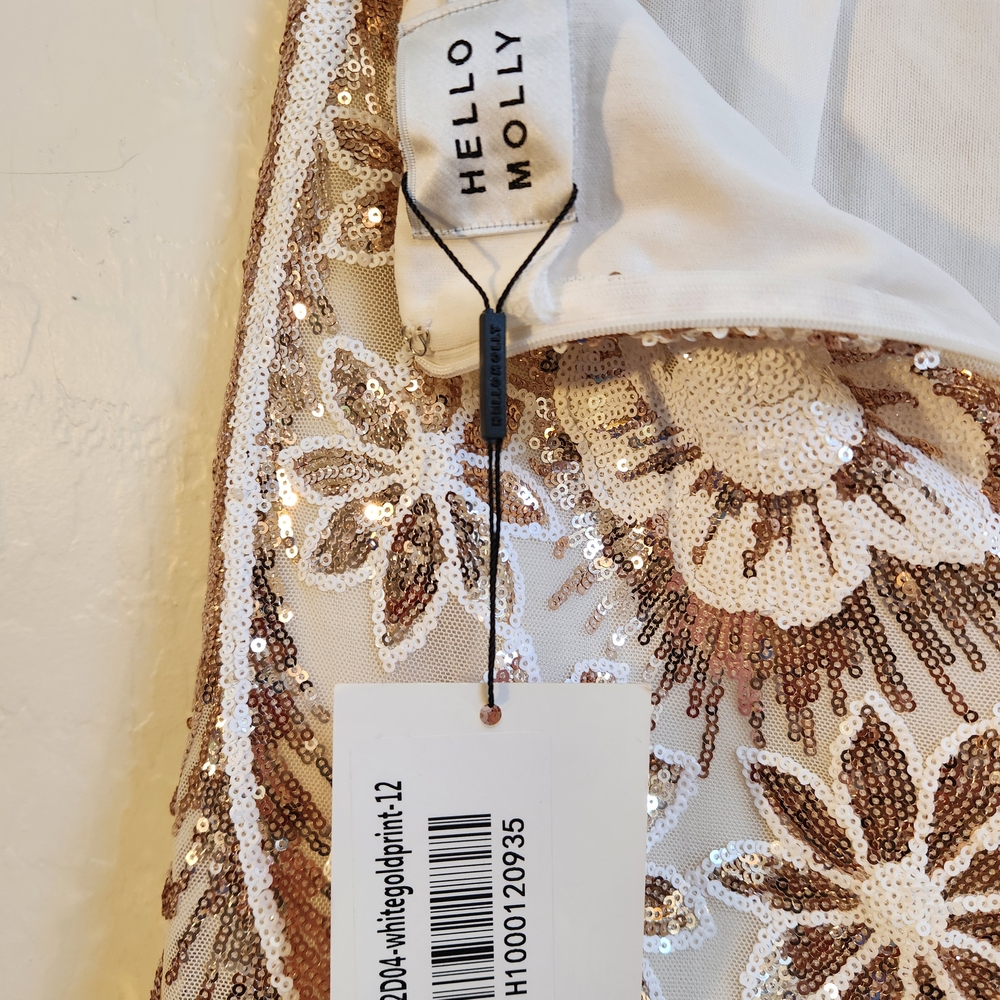 Hello Molly Cream and Gold Sequin Mini Dress - Picture 13 of 16